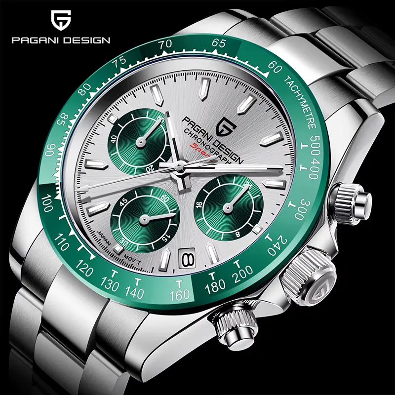 Pagani Design PD-1644 Daytona Green Grey Dial Men's Watch